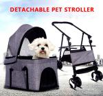 Luxury Folding Outdoor Detachable Pet Carrier Stroller 600D Linen 36KG