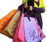 Green / Blue / Pink / Orange 75g Zipper Shopping Bag, Non Woven Carry Bags For