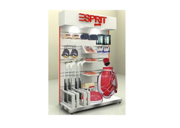 Sports Shop Wall Display Case , Wall Mounted Shelving Units For Displaying Bags