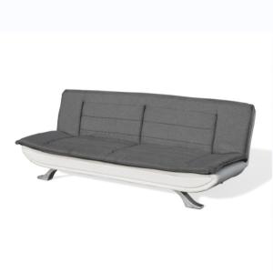 China Charcoal Fabric White Faux Leather Tufted 3 Seater Sofa Bed With Chrome Feet factory