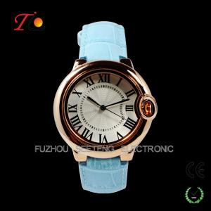 China Ladies watches with colorful leather band and unique design golden case factory