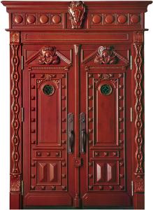 China steel wood security armored door factory