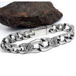 Antique Men's Titanium Stainless Steel Curb Link Chain Buckle Bracelet 8.5
