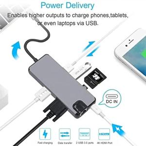 8-In-1 USB C Hub Type-C Type C 3.1 To 4K HDMI HDTV RJ45 Lan Ethernet PD USB3.0