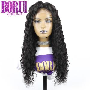 China Handmade Indian Curly Human Hair Lace Closure Wig Water Wave Pre-plucked factory