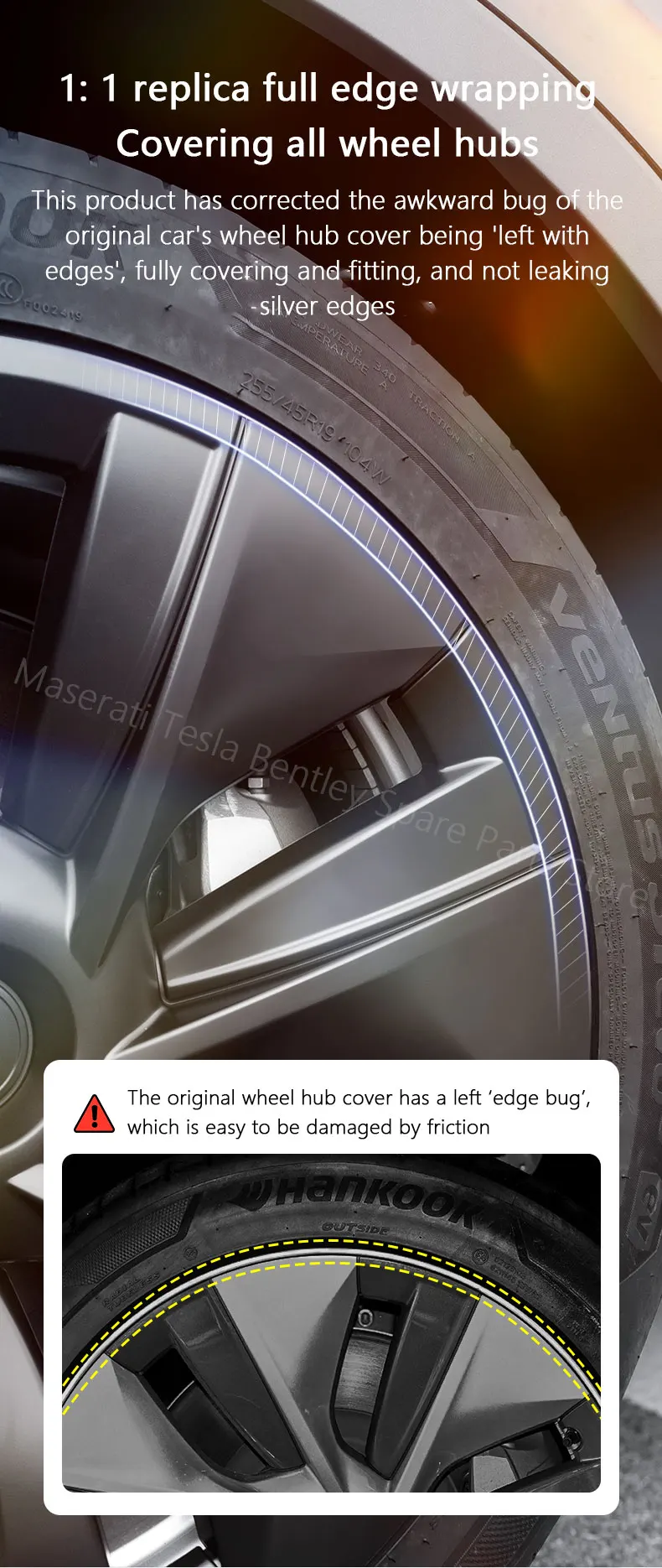 Wheel Hub Cover Cap for Tesla Model 3 Y Modified Protective Cover Decorative Accessories Non-Destructive Installation