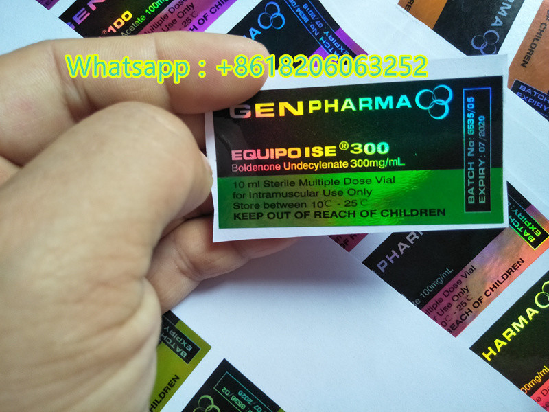 Blue Color Custom Hologram Print Prescription Bottle Label For 10Ml Vial