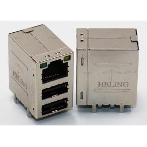 Right Angle USB HDMI RJ45 , Female RJ45 2 USB Built - In Yellow / Green LED