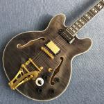 High quality ebony fingerboard, double jack, double F holes Jazz Electric Guitar