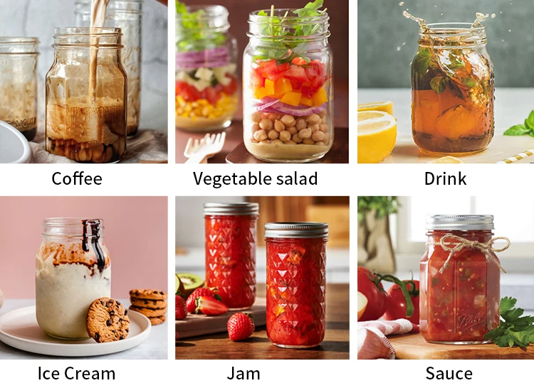 Wholesaler Mason Jars Food Storage Glass Mason Jars Kitchen Food Preservation Glass Jar With Metal Airtight Lids