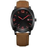 3 Atm Luxury Black 316L SS Man Quartz Watch With Leather Strap