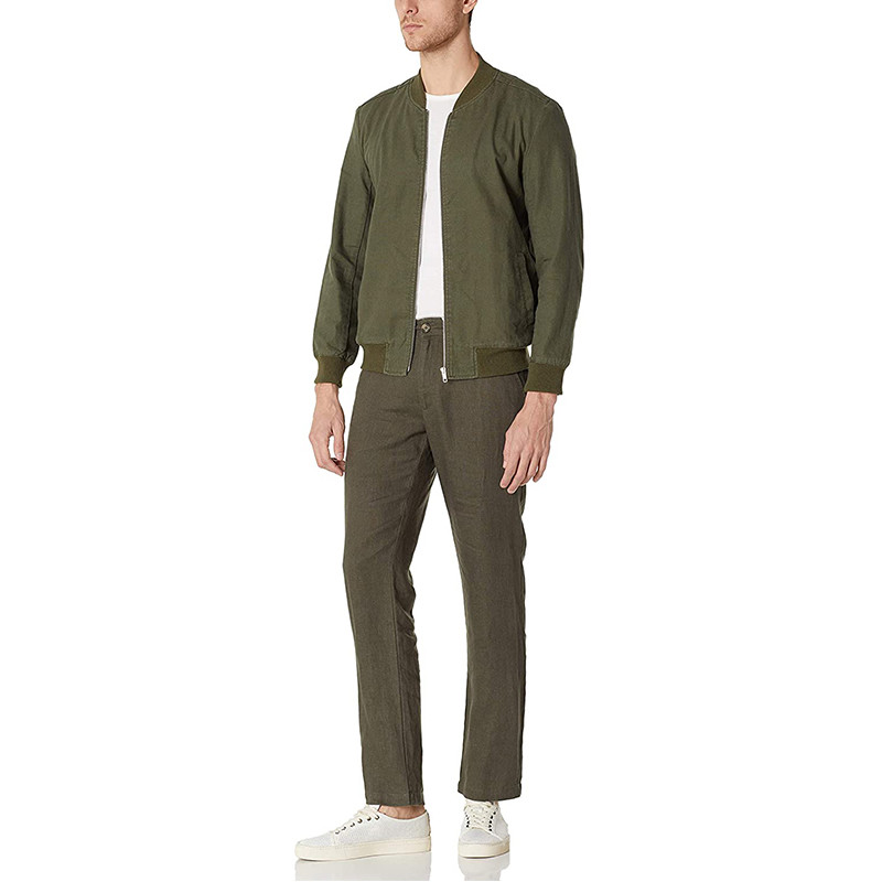 Outwear Zip Up Casual Linen Clothing Lightweight Stylish Bomber Jacket For Men