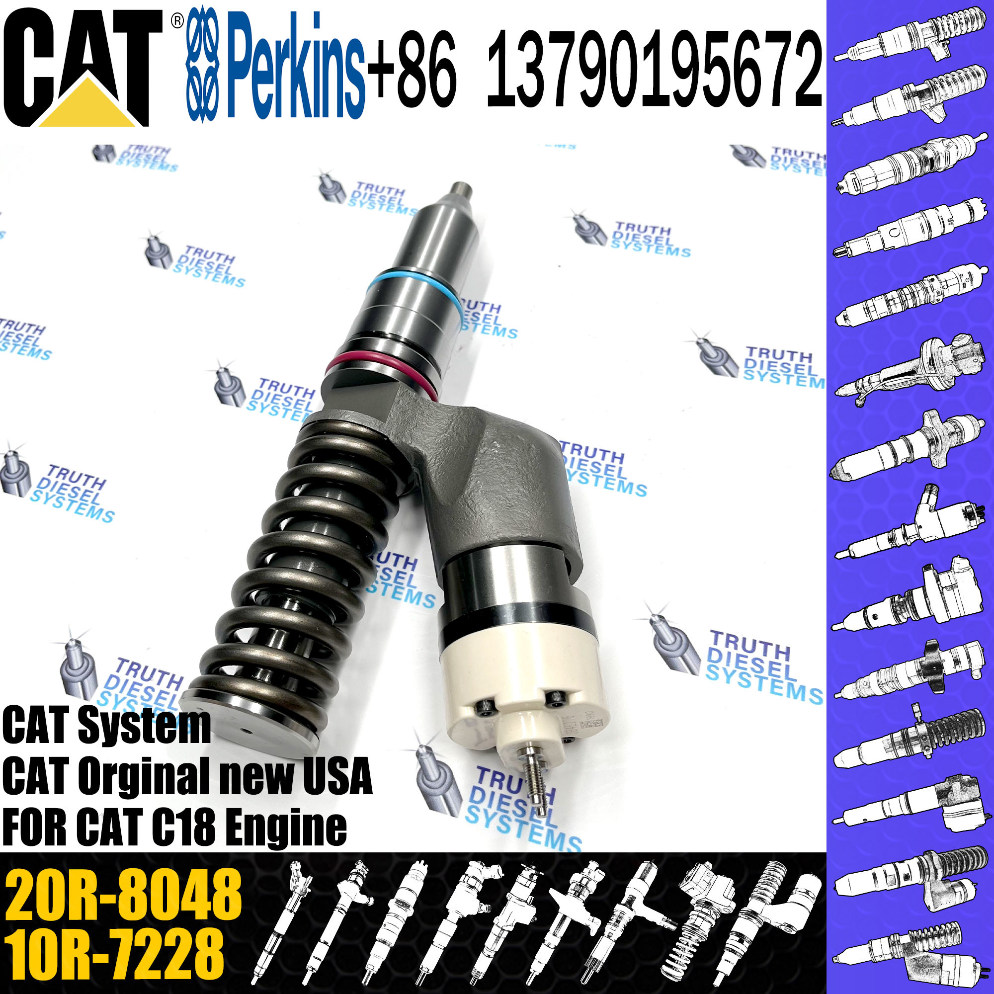 Common Rail Diesel Fuel Injector 20R-8048 10R-9787 211-3026 276-8307 10R-0724 10R-9787 For Caterpillar C18 Engine