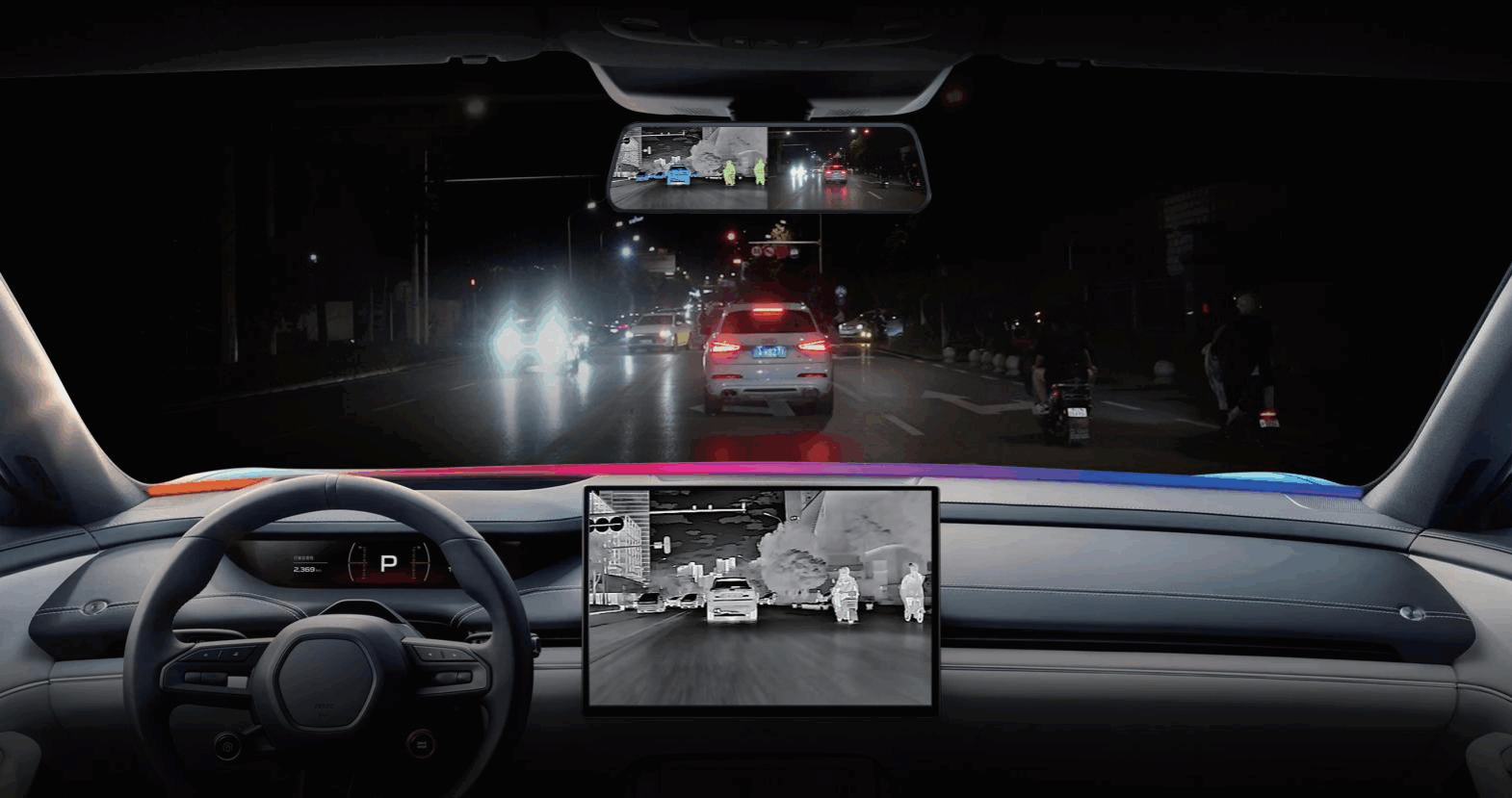 9.66" Rearview Mirror with Infrared AI camera for Aftermarket ADAS