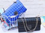 Pink Genuine Quilted Leather Handbags Alloy Chain Strap Western Style For Ladies