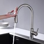 IPX5 Kitchen Sink Mixer Faucet / DC6V Ceramic Disc Cartridge Single Hole Bar