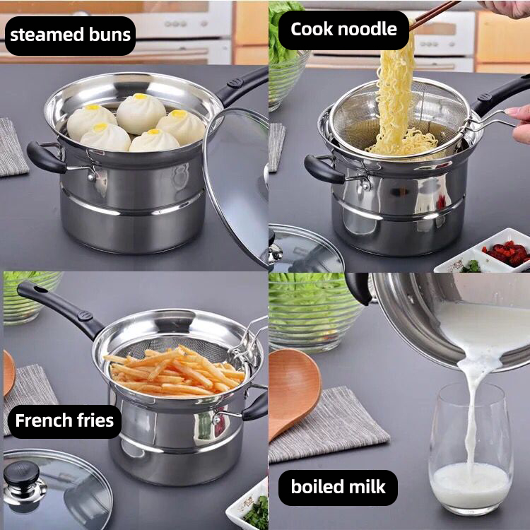 Top Seller 3500ML Pasta Pot Stainless Steel Cooking Noodle Pan Soup Pot Home Cooking Pot With Funnel