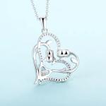 YASVITTI OEM Women's Gift Heart to Heart Necklace Cubic Zirconia Rhodium Plated