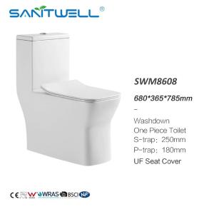 China SWM8608 Rimless Ceramic One Piece Toilet Square Elongated Toilet Bowl Ceramic Single Unit Toilet factory