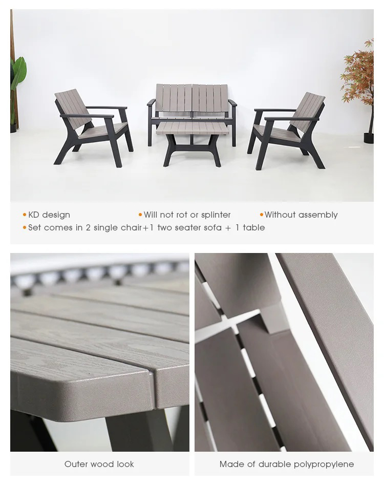 Nordic Garden Set for Outdoor Patio Balcony Cafe Plastic Coffee Dinning Table and Chair