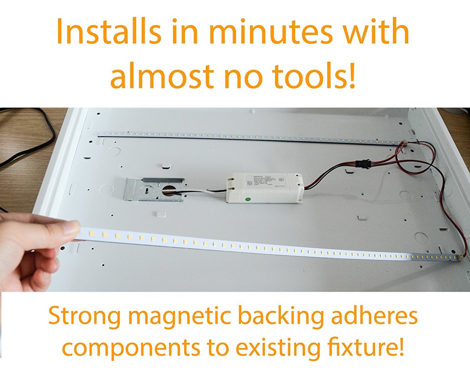 36w Non Dimming LED Magnetic Retrofit Kit DLC Listed 4ft 2 Strips Kits