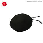 Black Soldier Wool Military Beret Hat Cap with Leather Binding
