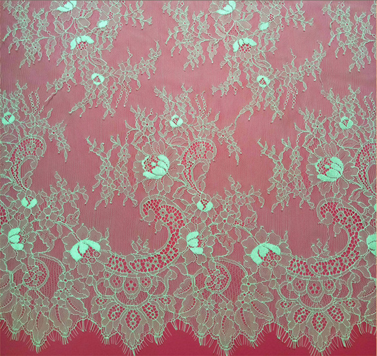 French Eyelash Lace Fabric with cord for Bridal Dress with Ivory color
