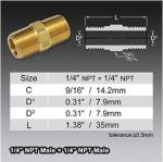 NPT Male Thread Brass Straight Hex Nipple Fitting Lead Free