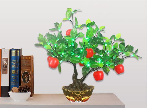 LED Chinese Simulation Bonsai Resin Ornaments Decorative Lamp Peach Blossom