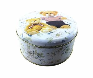 China Round Christmas Cookie Tin Box Cookie Tin Box Round Metal Tin Can factory