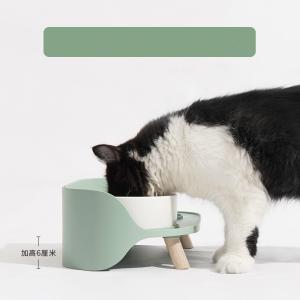 China Pet Ceramic Cat Bowl Moon Half Double Bowl Cat Food Bowl Anti-Overturn Protection Cervical Vertebra Cat Bowl factory