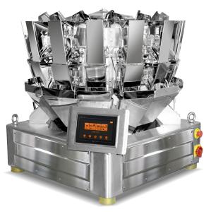 China SUS316 / SUS304 Body 0.8L Hopper 10/14 head Multi Head Weigher Pet Food Snack weighing machine factory