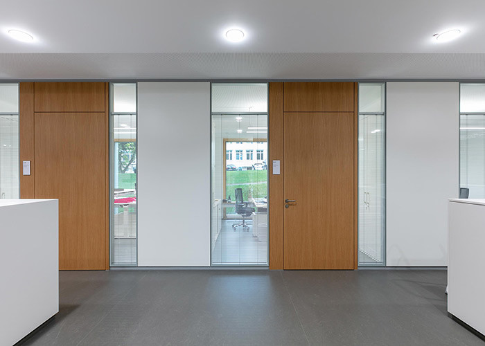 Solid Partition Wall Board With Melamine Door Steel Door Glass Wall Partition For Office Area