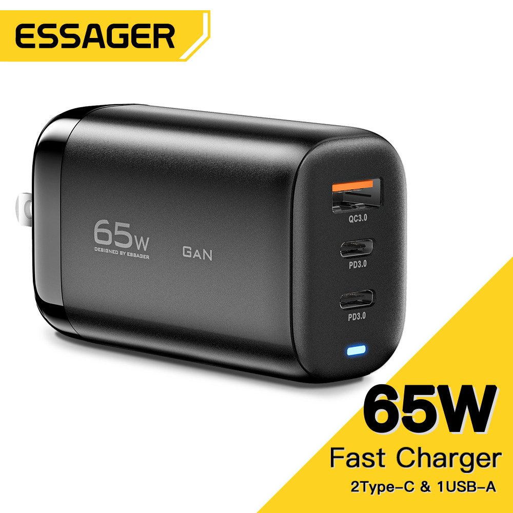 China Essager USB C + A GaN Wall Phone Fast Charger 65W factory
