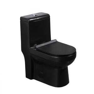 China Black One Piece Elongated Toilets 1.6 Gpf Siphon Jet Toilet Flushing Systems factory