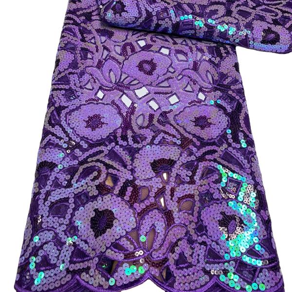 Sequins Lace Embroidery African Fabric Net Tulle Lace French Fabric for Wedding