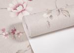 Eco - friendly Light Pink Country Floral Wallpaper , Bedding Room Vinyl Wall