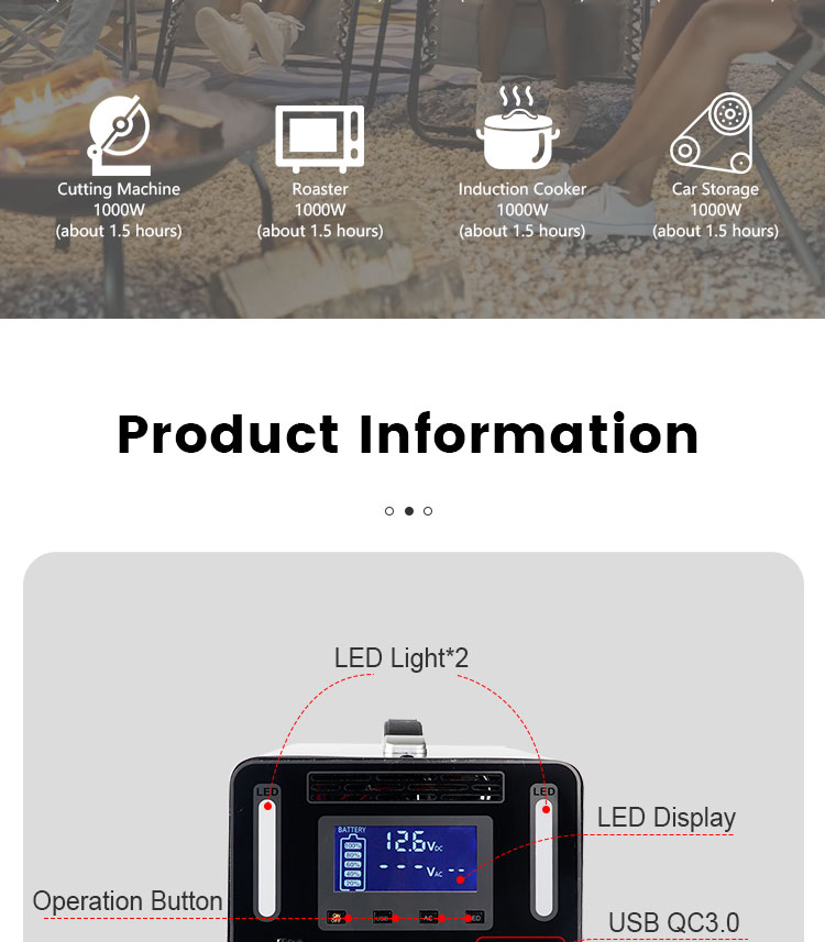 1200W Portable Power Supply Station Lithium Ion 12V 100ah 120ah Solar Battery