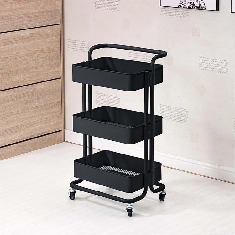 Snacks Carts Supermarket Accessories 3 Tier Rolling Utility Cart Coffee Bar Trolley