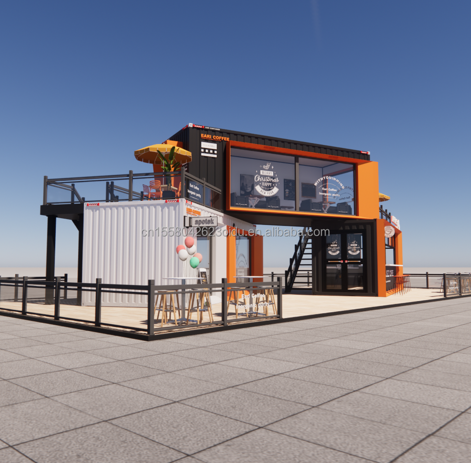 Modified Shipping Container Shop House Container Coffee Shop with Galvanized Steel Square Tubes