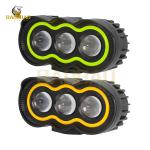Plastic Green Yellow 3 LED Motorcycle Headlight LED Accessory Lights Motorcycle