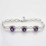 Fashion Jewelry Created Aemthyst Cubic Zircon 925 Silver Link Chain Bracelet