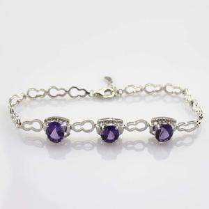 China Fashion Jewelry Created Aemthyst Cubic Zircon 925 Silver Link Chain Bracelet (H02) factory