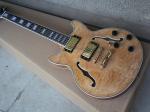 Burly Wood Semi-hollow Electric Guitar,Flame Maple Body,Gold hardwares