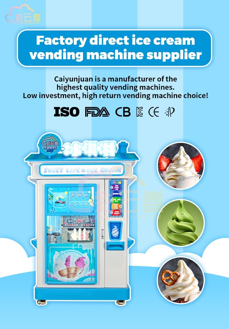 21.5 Inch Screen Automatic Soft Ice Cream Robot Vending Machine