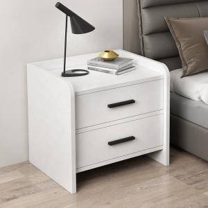 China Eco Friendly Timber Bedside Table Gray White 2 Drawer Nightstand factory