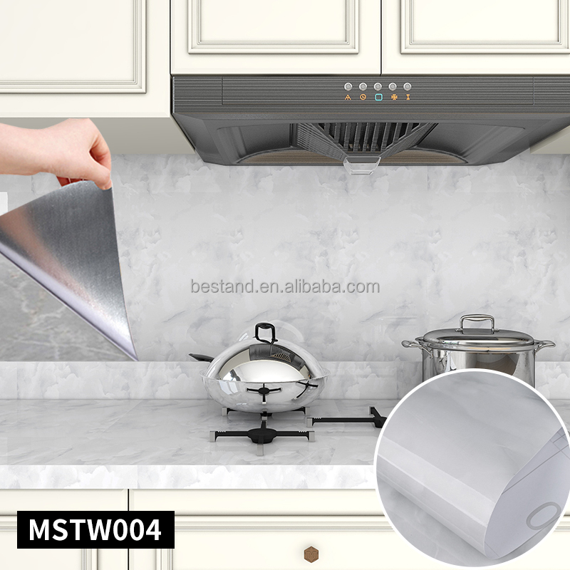 Add a Touch of Elegance to Your Kitchen with Marble Wallpaper Roll size 60cm*10m Oil-proof and Affordable