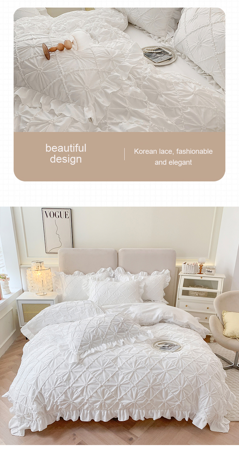 Air-permeable 7 Pieces Fluffy Duvet Quilt Bedding Set with Matching Curtains