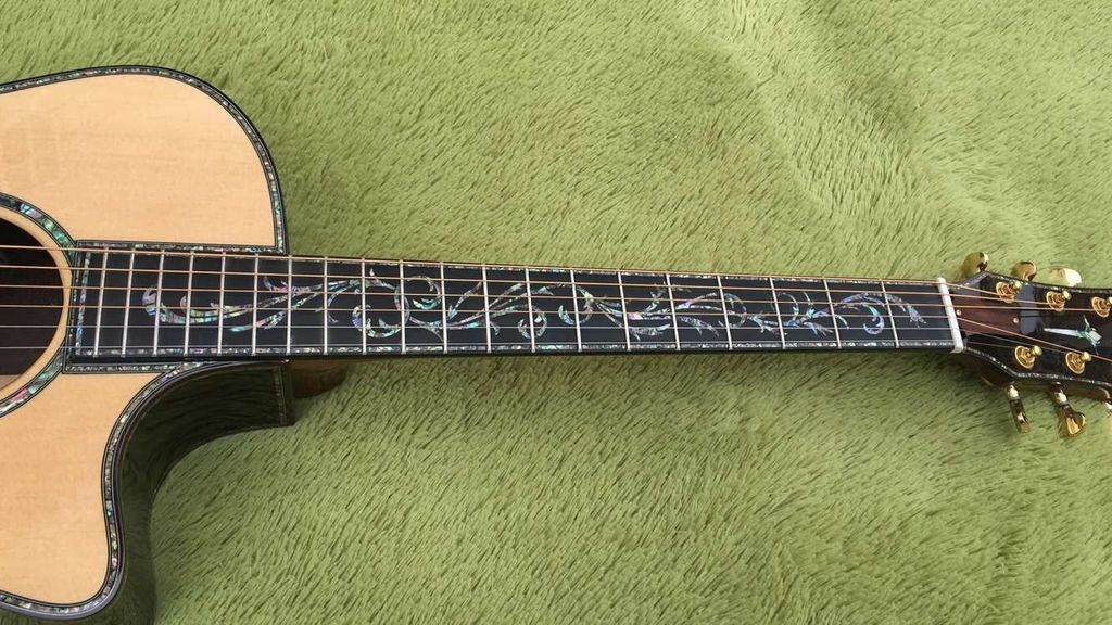 Custom body cut acoustic guitar Real abalone solid top SP14 electric acoustic guitar