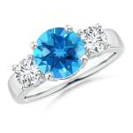 Girls CZ Accents Blue Topaz Ring With 925 Sterling Silver
